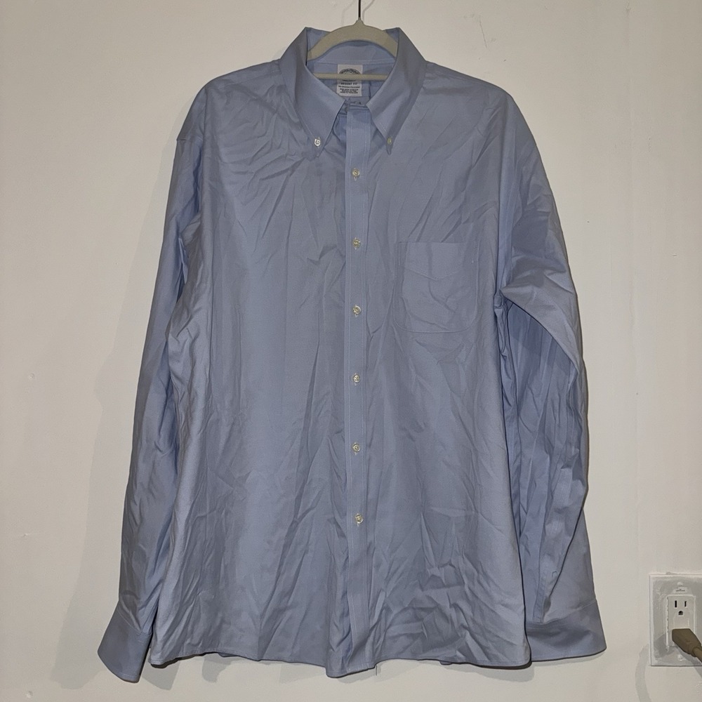 Brooks Brothers Men's Sz 17-36 Dress Shirt Regent Fit Blue Button Up Office